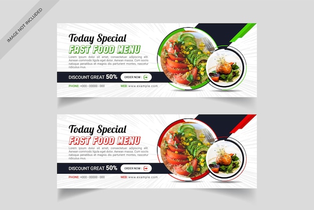 Пищевое меню и шаблон обложки ресторана Facebook