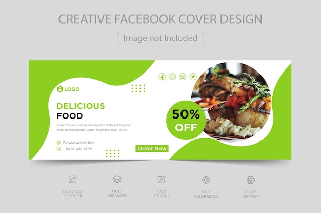 food menu and restaurant flat design facebook social media banner cover template