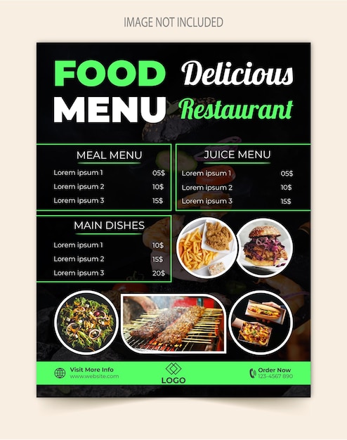 Food menu restaurant flyer poster print ready banner poster design template