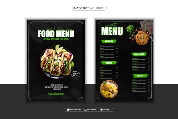 Food menu and restaurant flyer template design