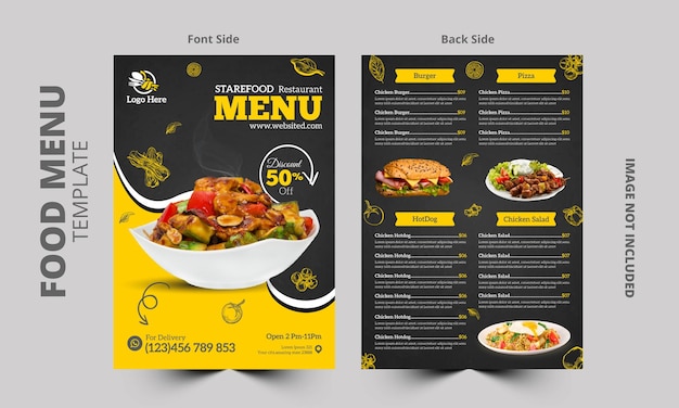 Vector food menu and restaurant flyer template design