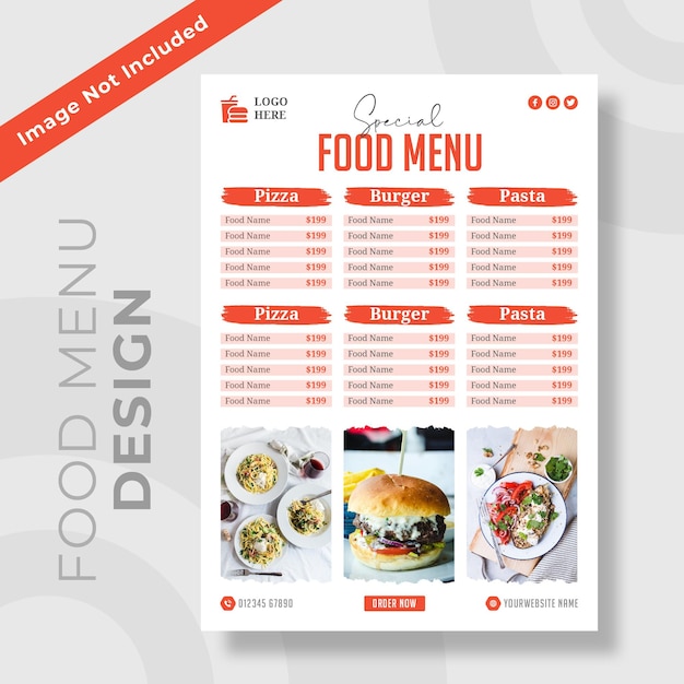 Vector food menu and restaurant flyer template