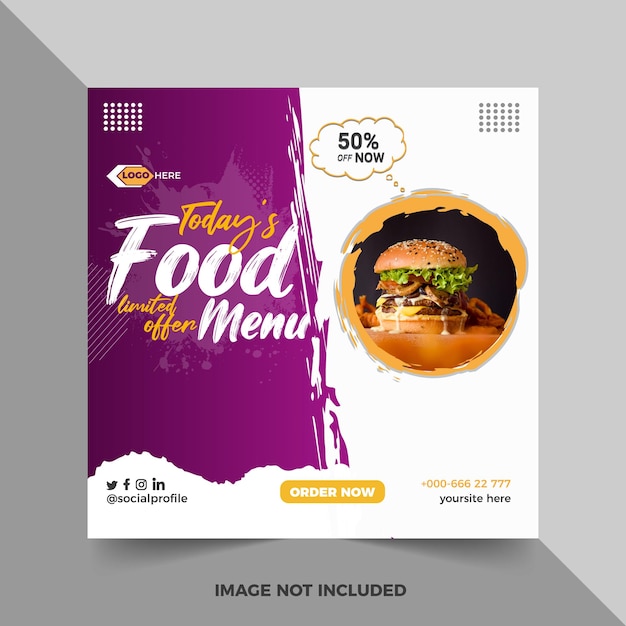 Food menu and restaurant instagram banner template or instagram banner