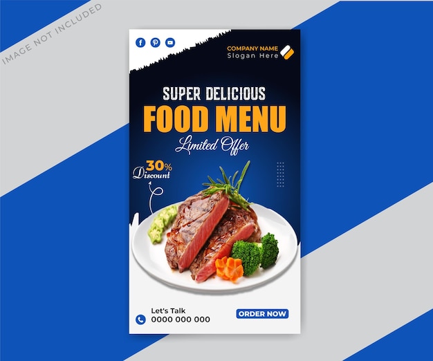 Vector food menu and restaurant instagram and facebook story design template