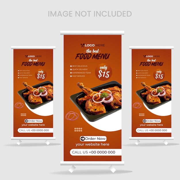 Vector food menu and restaurant instagram and facebook story template baner