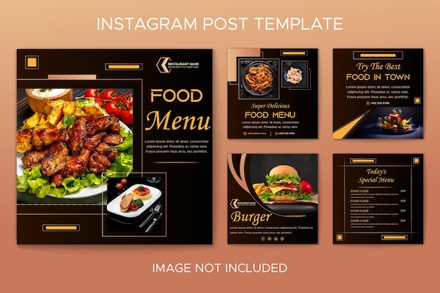 Food menu and restaurant Instagram post collection