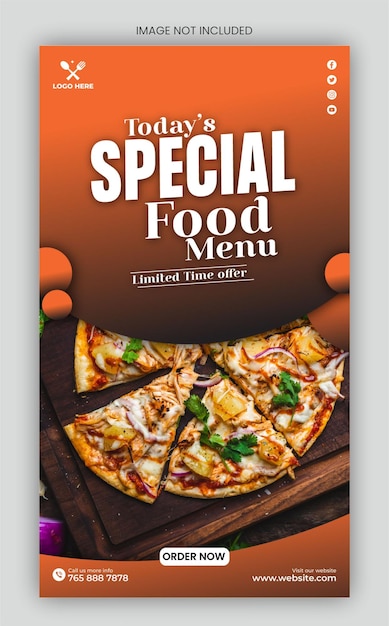 Food menu and restaurant instagram and social media story template