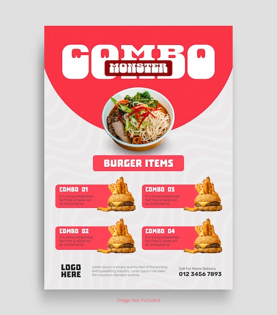 food menu and restaurant promotion flyer