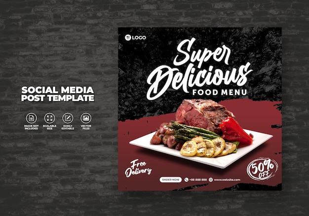 FOOD MENU RESTAURANT PROMOTION FOR SOCIAL MEDIA POST PROMOTION TEMPLATE