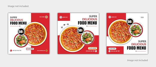 Food menu and restaurant promotional sale social media post banner template
