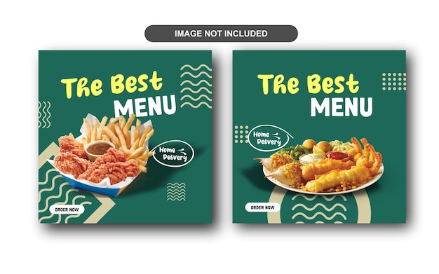 Food menu and restaurant social media banner pack template