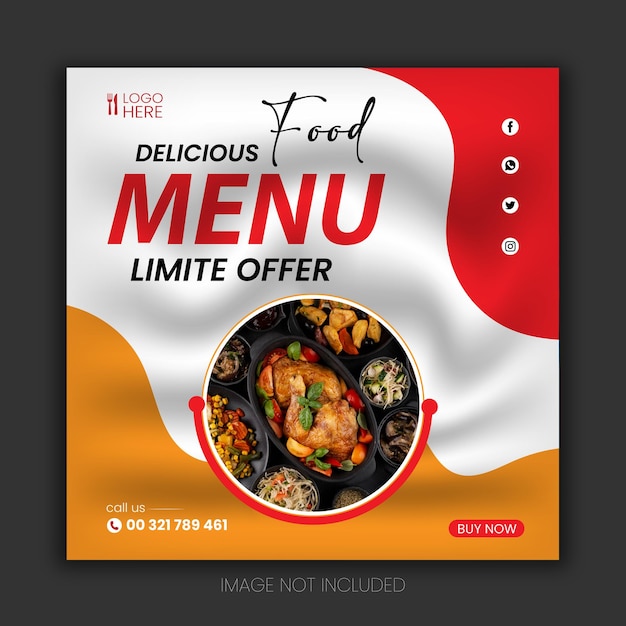 food menu and restaurant social media banner template instragram post template