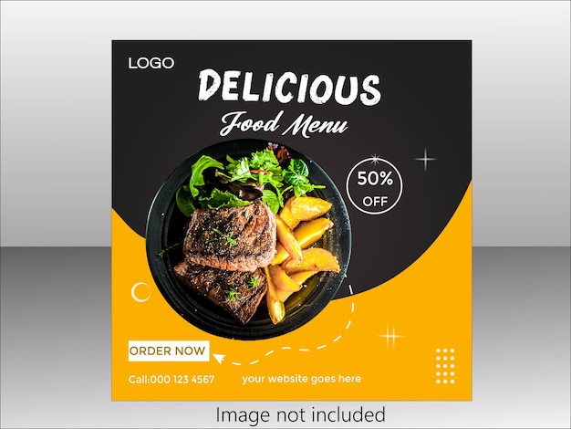 Vector food menu and restaurant social media banner template post design