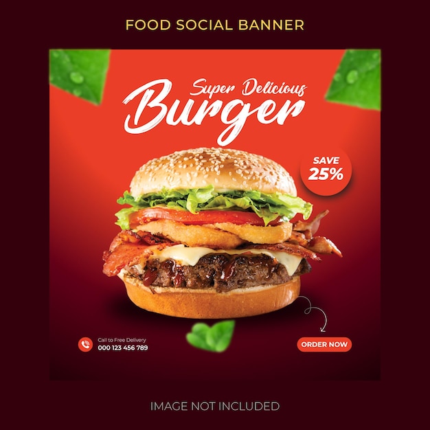 Food menu and restaurant social media banner template Premium Vector