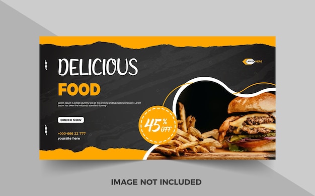 Food menu and restaurant social media banner template or social media banner