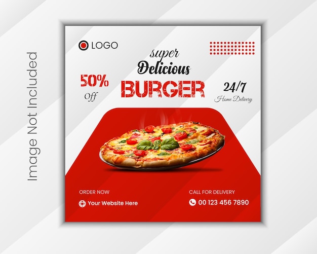 Vector food menu and restaurant social media banner template