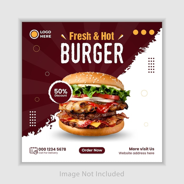 Food menu and restaurant social media banner template