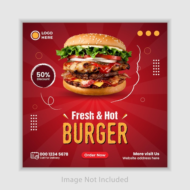 Food menu and restaurant social media banner template