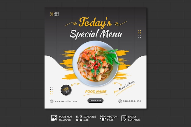 Food menu and restaurant social media banner template