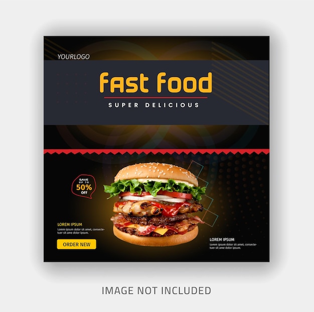 food menu and restaurant social media banner template