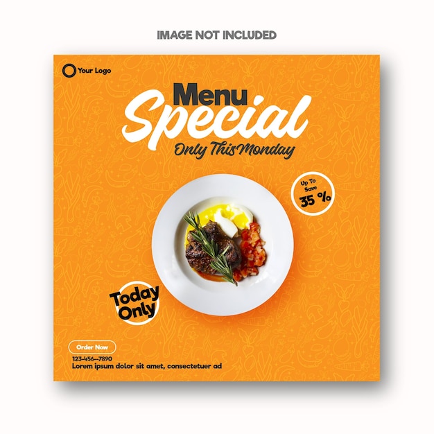 Food menu and restaurant social media banner template