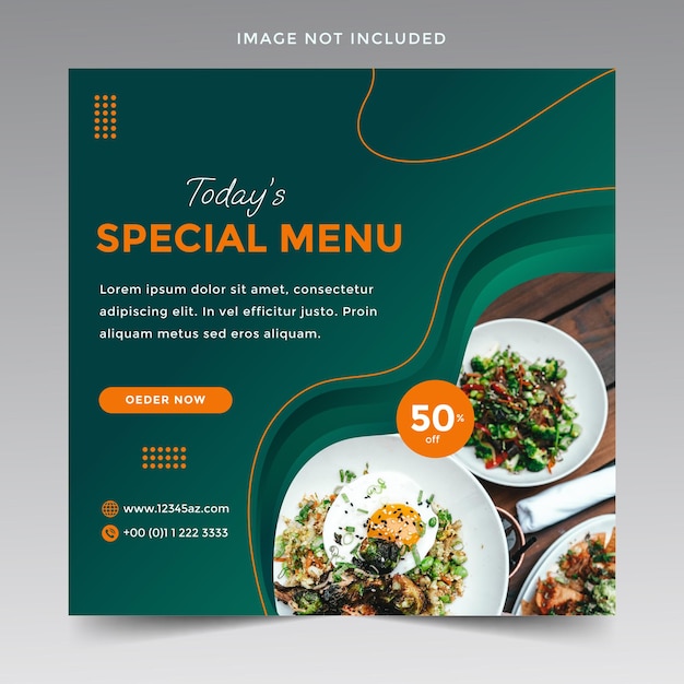 Food menu and restaurant social media banner template