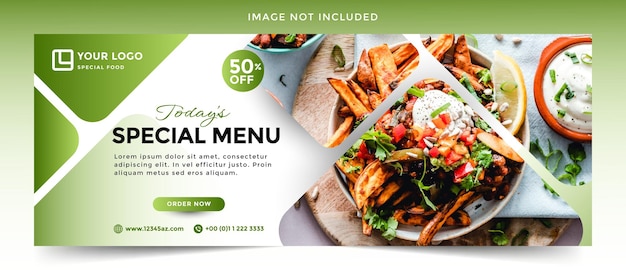 Vector food menu and restaurant social media banner template