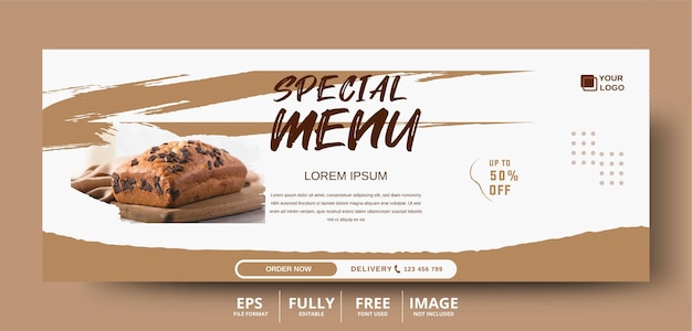 Food menu and restaurant social media cover template