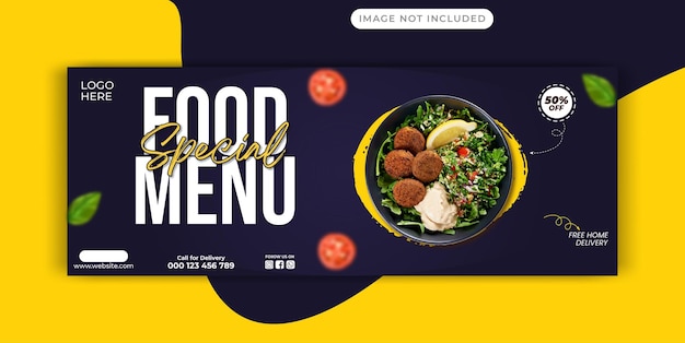 Vector food menu and restaurant social media cover template