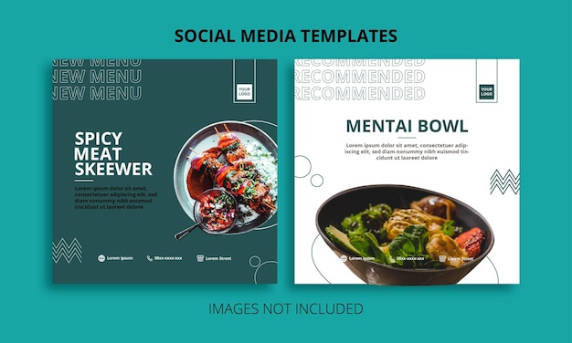 Food menu and restaurant social media post template Premium Vector