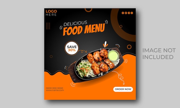 Food menu and restaurant social media post  template