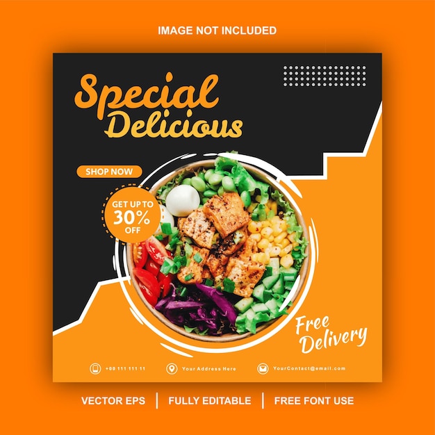 Vector food menu and restaurant social media post template