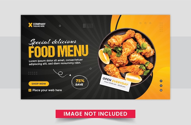 Food menu and restaurant web banner template design