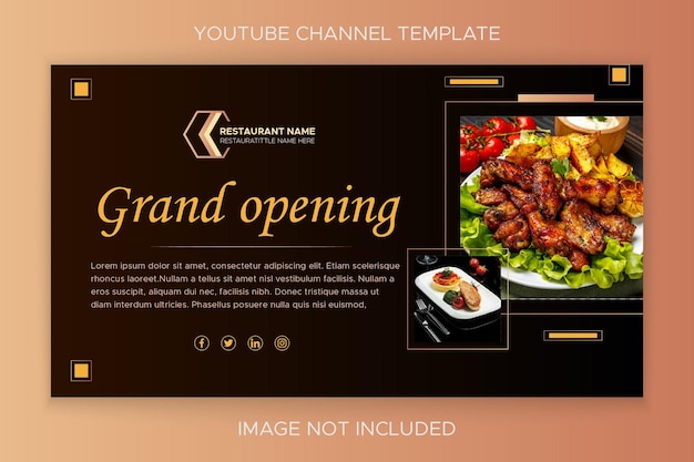 Food menu and restaurant YouTube Thumbnail banner template