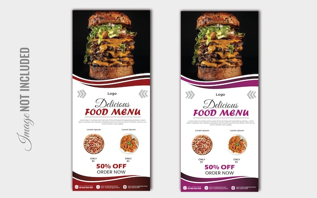 Vector food menu rollup banner design