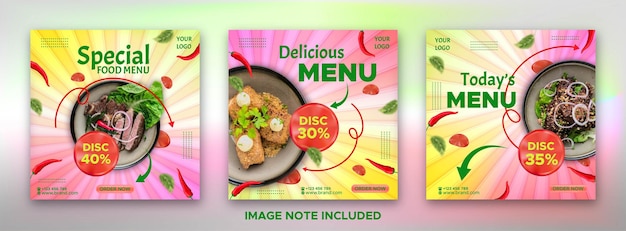 Food menu social media banner template collection