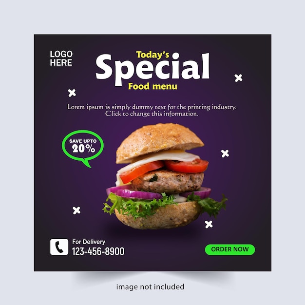 Food menu social media banner template