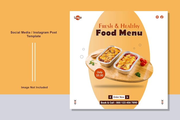 Vector food menu social media or instagram post banner template