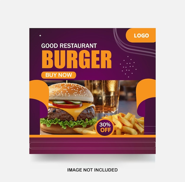 Food menu social media post banner cover Instagram template