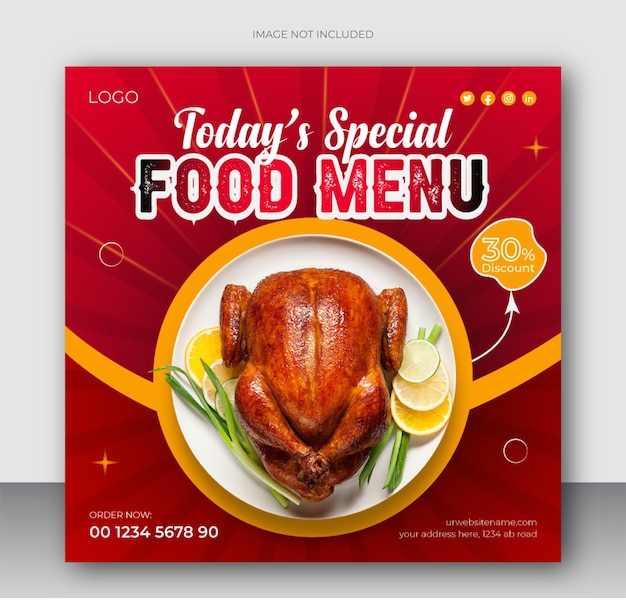 Food menu social media post and banner design template