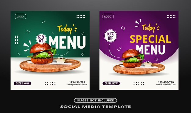 Food menu social media post banner