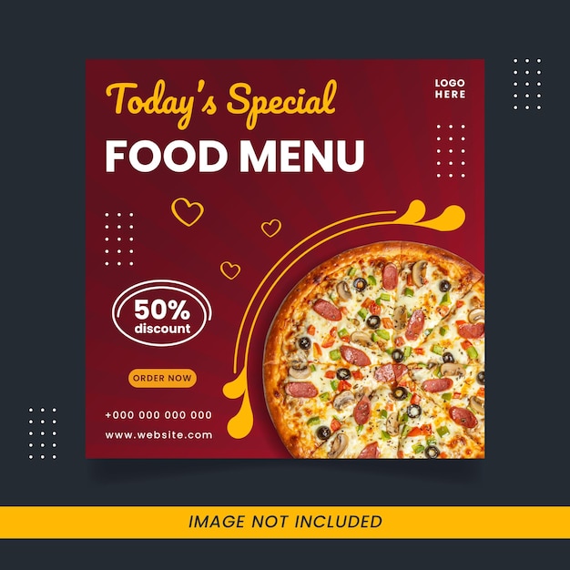 Food menu social media post promotion banner template