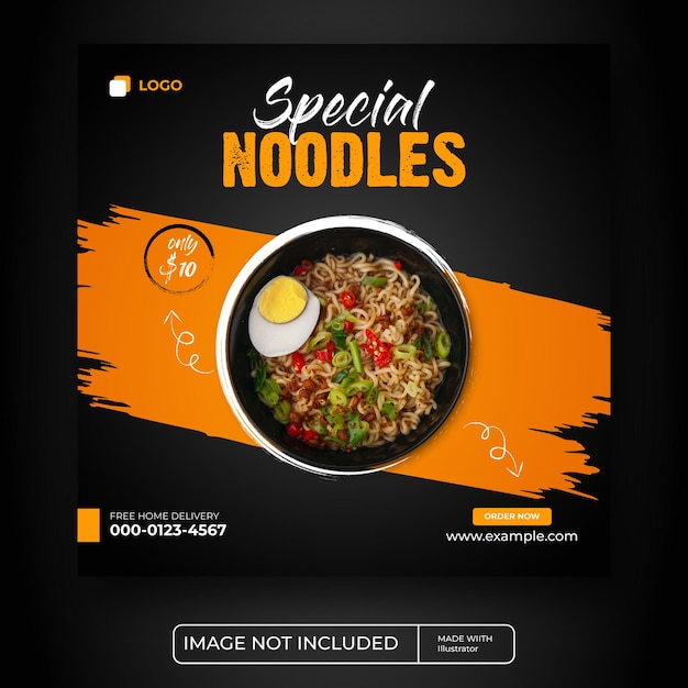 Vector food menu social media post template design