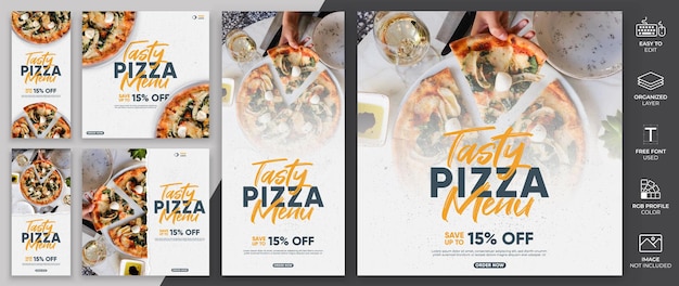 Vettore menu di cibo social media post template vector design.pizza menu template può essere utilizzato per la promozione.