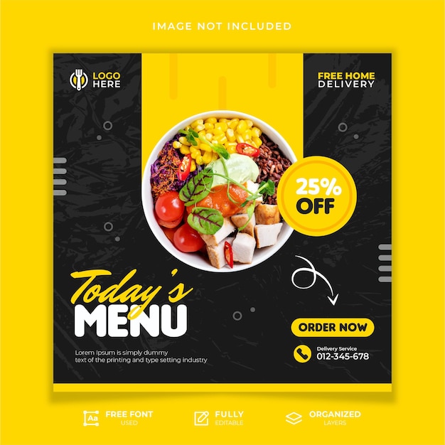 Food menu social media post template