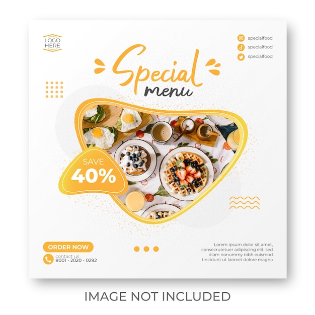 Food menu social media post template