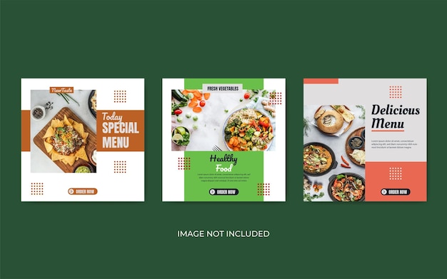 food menu social media promotion template design or instagram banner template
