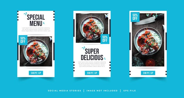 Vector food menu social media stories