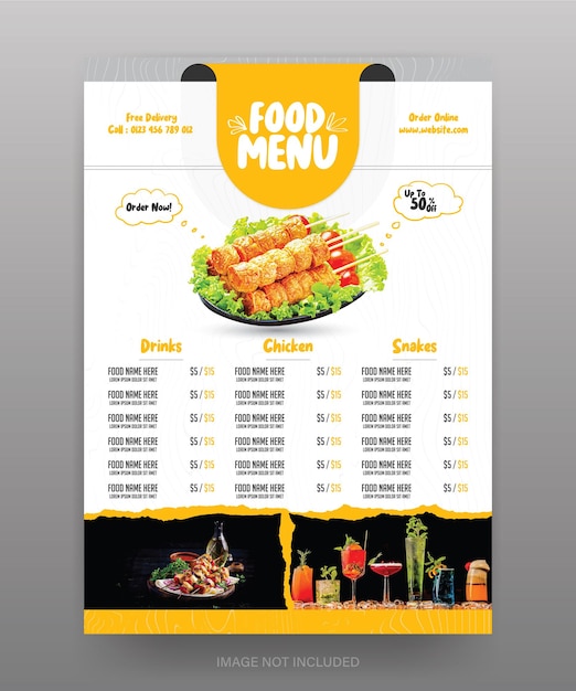 Vector food menu template design