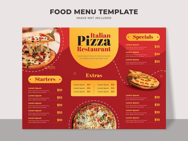 Food menu template for italian pizza restaurant